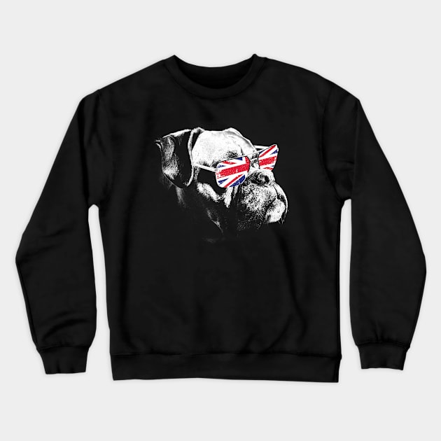 Bulldog with englad flag glasses Crewneck Sweatshirt by Aldebaran